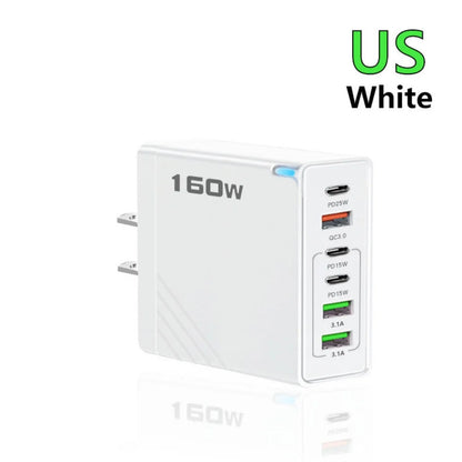 160W Multi-Port Fast Charger Type-C Wall Adapter for iPhone, Samsung & Huawei