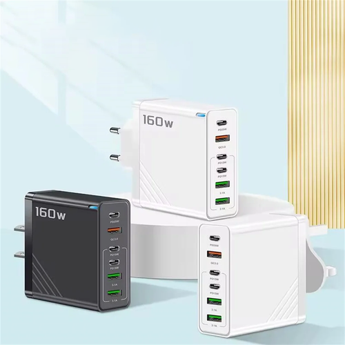 160W Multi-Port Fast Charger Type-C Wall Adapter for iPhone, Samsung & Huawei